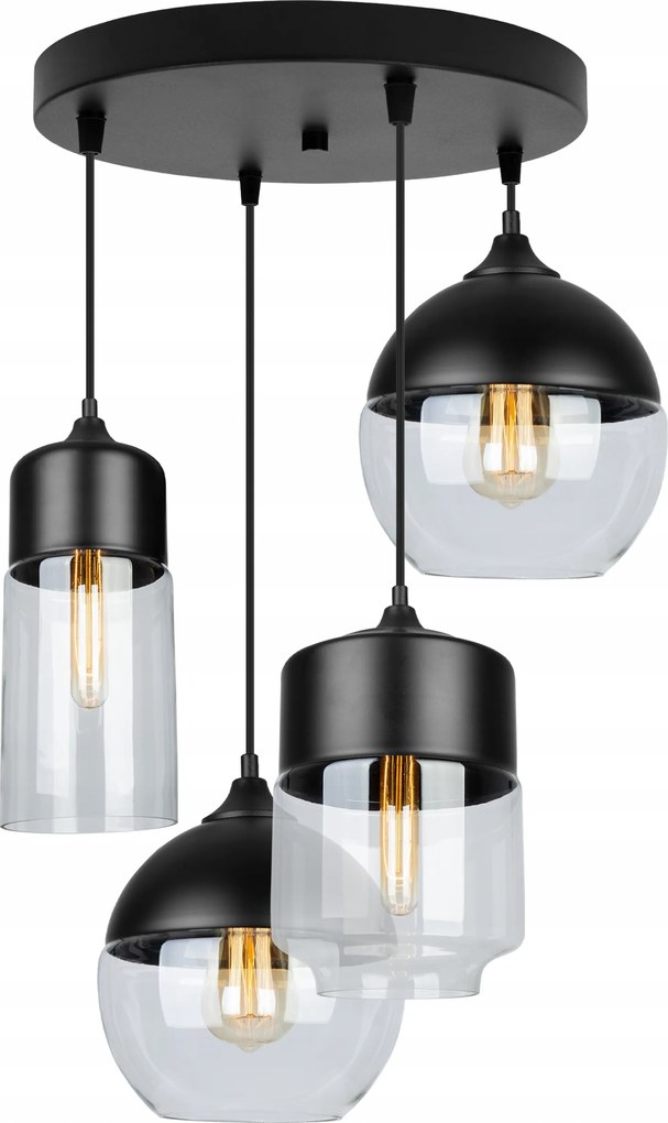 Mennyezeti Lámpa Függő Üveg Csillár Loft Fekete Plafon Konyhába Nappaliba