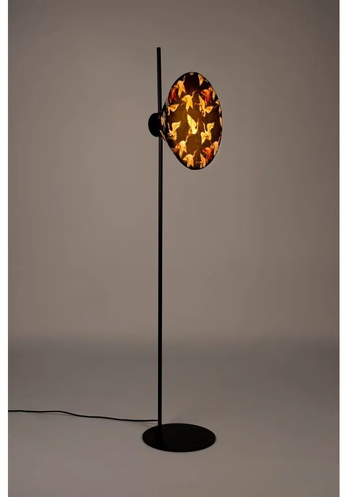 Fekete állólámpa textil búrával (magasság 158 cm) Jaylee – White Label