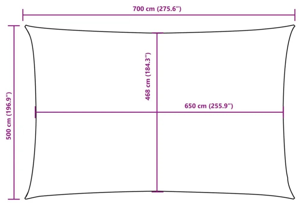 bézs téglalap alakú oxford-szövet napvitorla 5 x 7 m