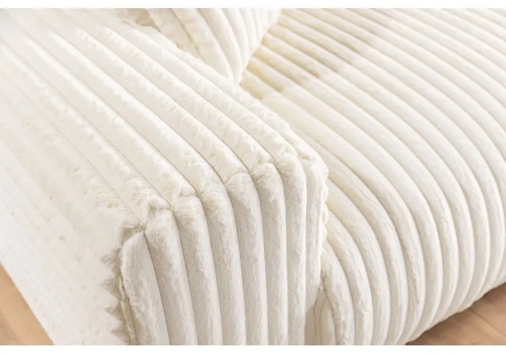 Krémszínű kordbársony kanapé 213 cm Justin – Ropez