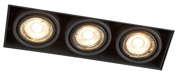 Modern intelligens süllyesztett spotlámpa fekete keret nélküli 3 GU10 Wifi-vel - Oneon 3