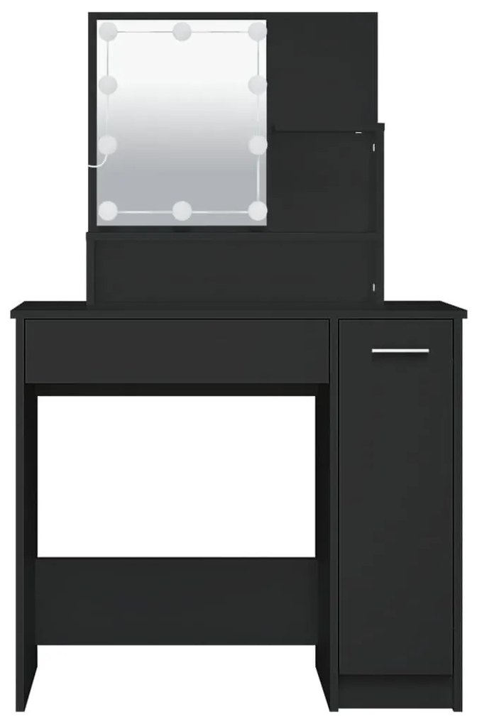 fekete LED.es fésülködőasztal 86,5 x 35 x 136 cm