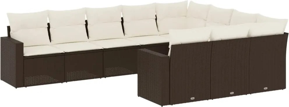 vidaXL 10 részes barna polyrattan kerti ülőgarnitúra párnákkal