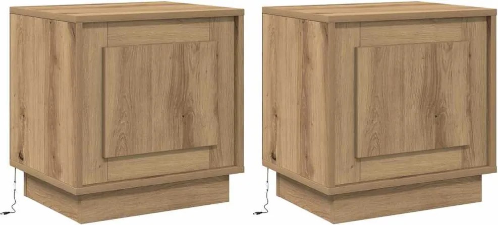 vidaXL Éjjeliszekrény 2 pcs Artisan tölgy 44 x 34,5 x 45 cm Faanyag
