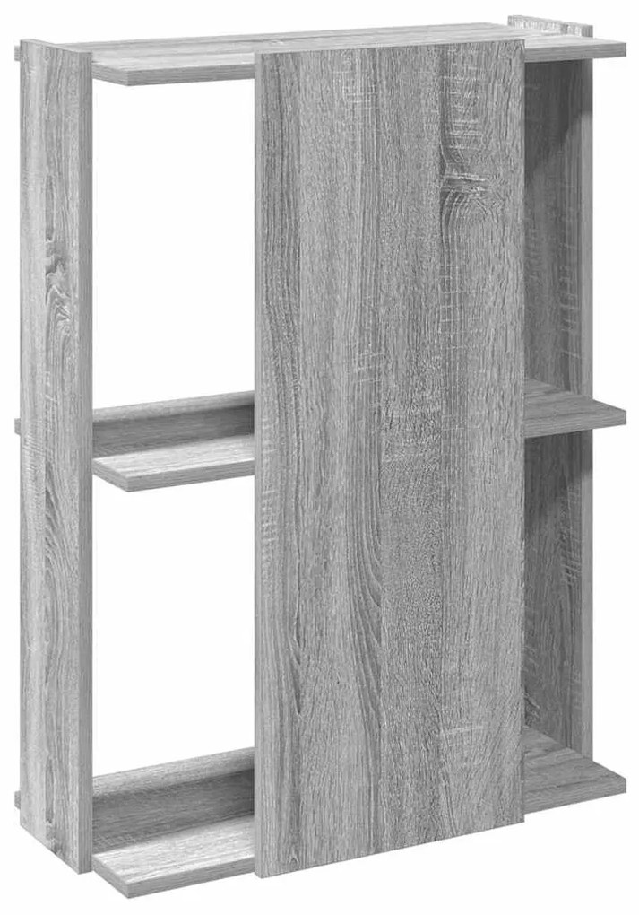 3 szintes szürke sonoma színű szerelt fa könyvespolc 60x30x80cm