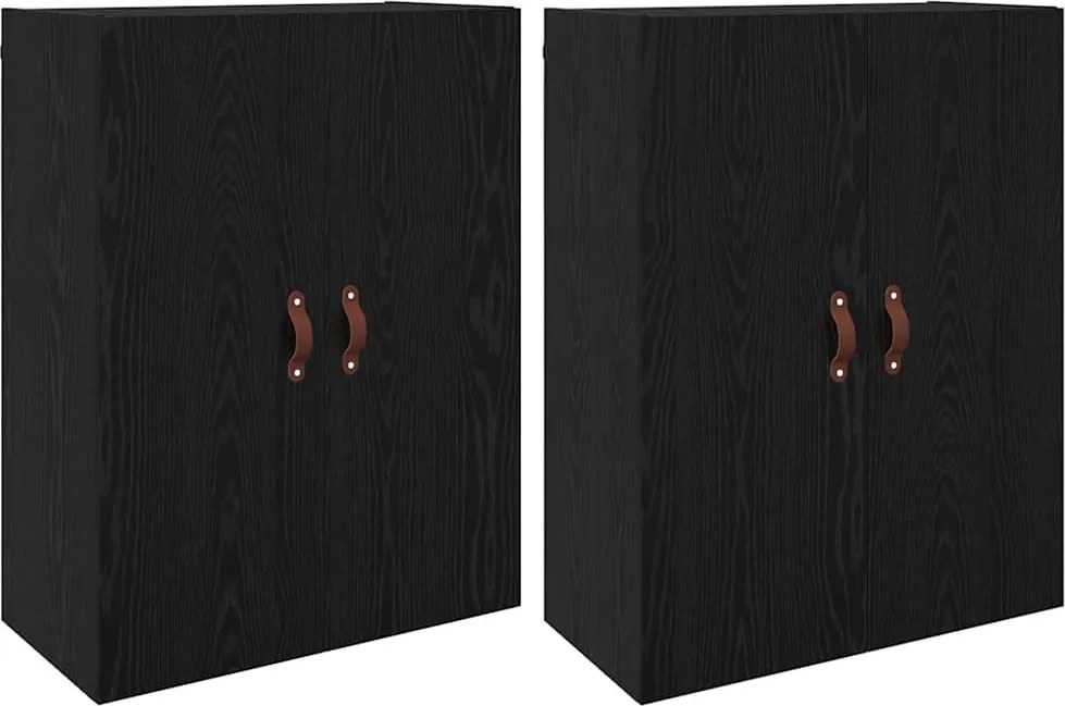 vidaXL Fali szekrény 2 pcs Fekete tölgy 69,5 x 34 x 90 cm Faanyag
