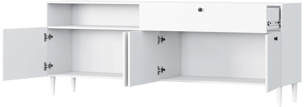 Komód szekrényekkel és fiókkal DULLUM 200x75cm, fehér