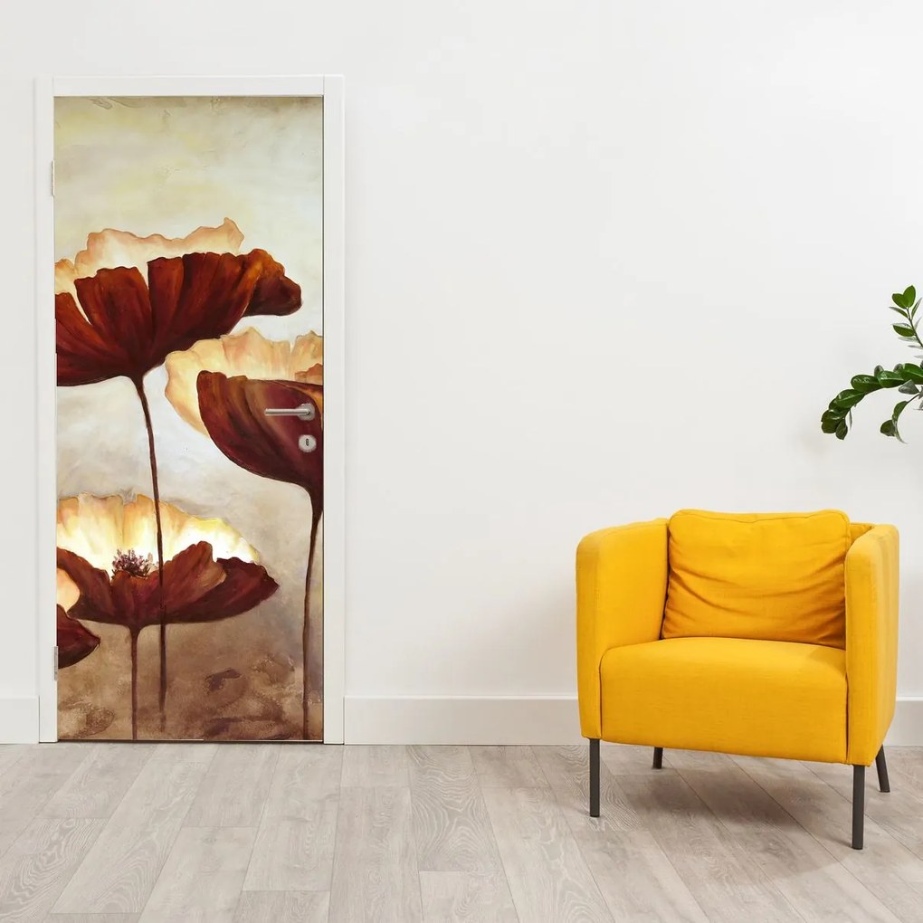 Fotótapéta ajtóra - Piros virágok (95x205cm)