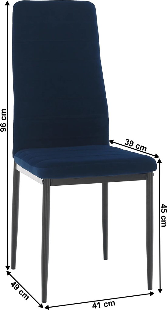 Szék, kék Velvet szövet/fekete fém, COLETA NOVA