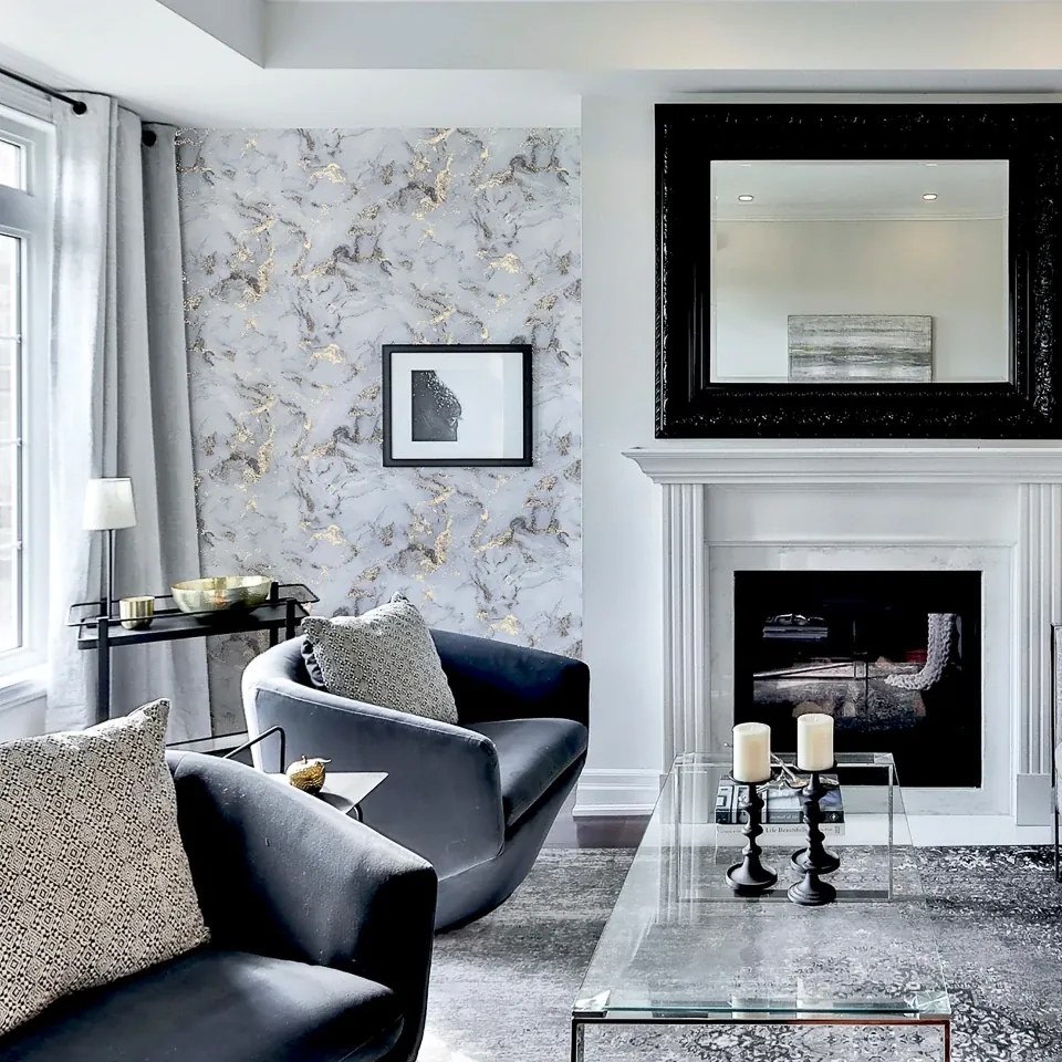 Arthouse Signature 1 Bahia Marble arany-fehér márvány mintás papír tapéta – 923001