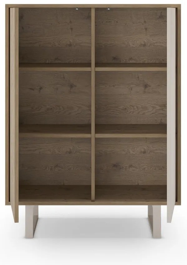 Szürke-natúr színű szekrény tölgyfa dekorral 90x120 cm Millay – Marckeric