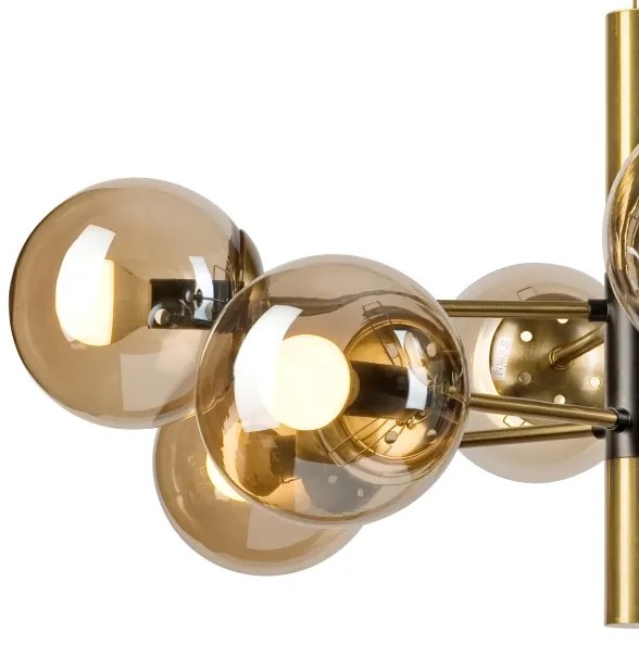 Csillár rúdon ROLLO 8xE14/5W/230V arany/füstös bézs