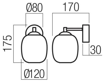 Redo 01-3483 - LED fali lámpa KHADI LED/6W/230V CRI 90 fekete/füstszínű