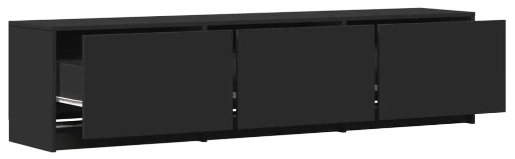 fekete szerelt fa TV-szekrény LED-ekkel 165 x 34 x 50 cm