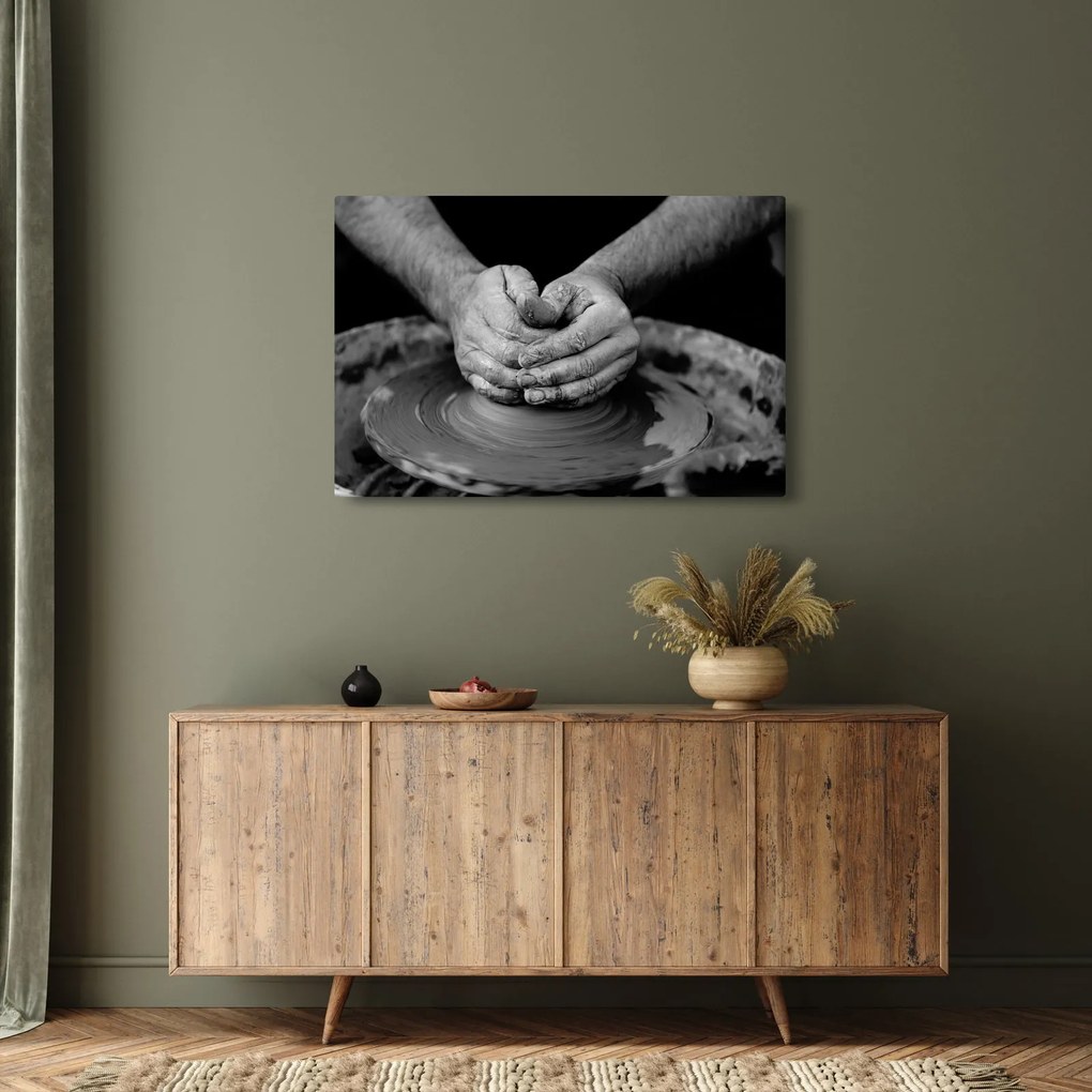 Fekete-fehér kép - kerámia gyártás (90x60 cm)