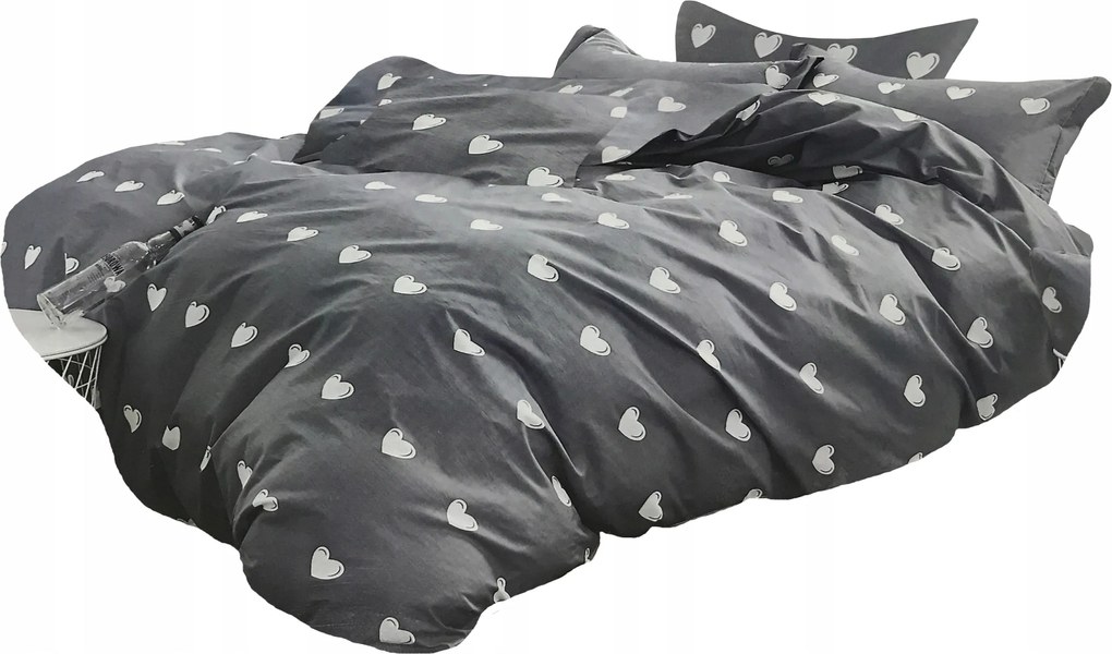 Ágyneműhuzat 200X220 Szatén Pamut 2 Párnahuzat Garnitúra Szívecskés