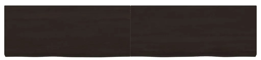 sötétbarna kezelt tömör tölgyfa fali polc 200 x 40 x (2-6) cm
