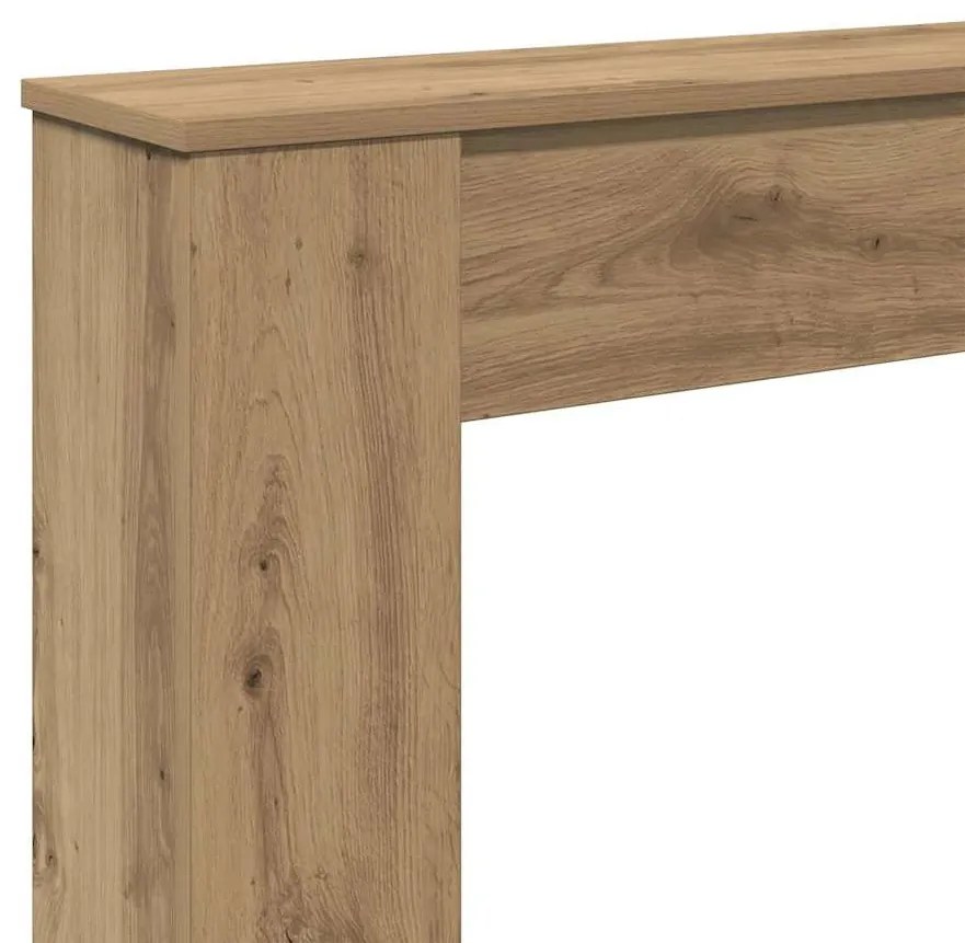 kézműves tölgy színű szerelt fa kandallóburkolat 100x20x100 cm