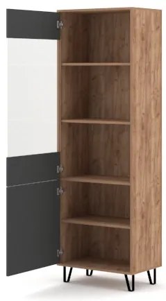 BILBAO BL14 Üveges Vitrin CRAFT TABACO Tölgy/GRAFIT Színben