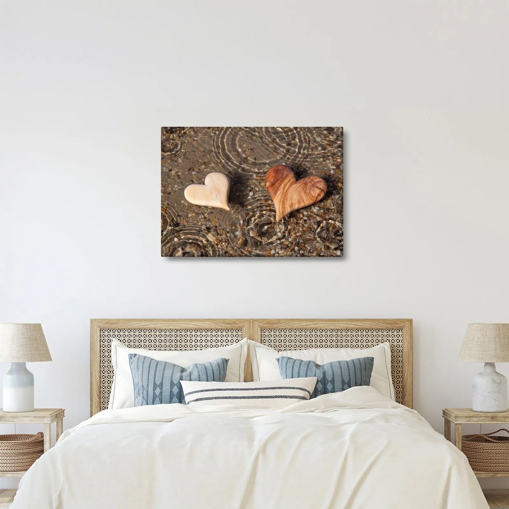 Kép - Fából készült szívek (70x50 cm)