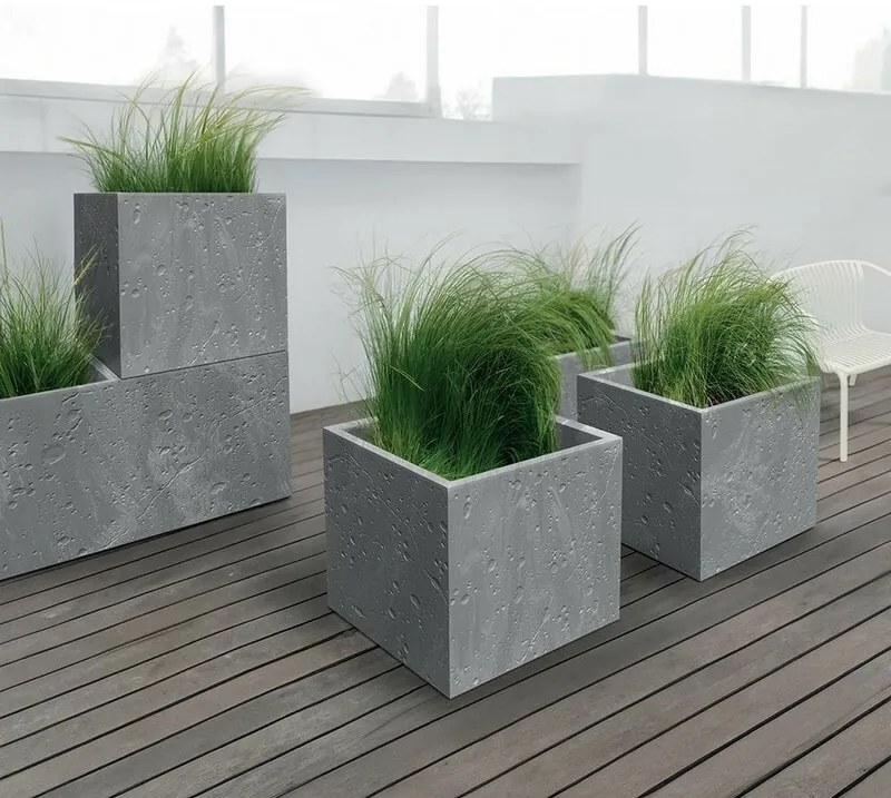 SIERRA SQUARE BETON EFFECT virágtartó 38,5 cm, szürke, M