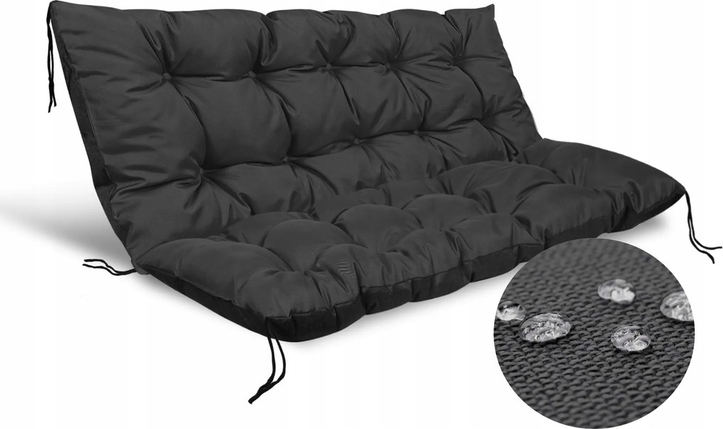 2 Kerti párna 100x50 cm padhoz Hinta Vízálló Fekete