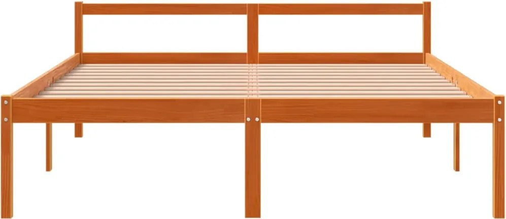 Viaszbarna tömör fenyőfa időseknek való ágy 160 x 200 cm