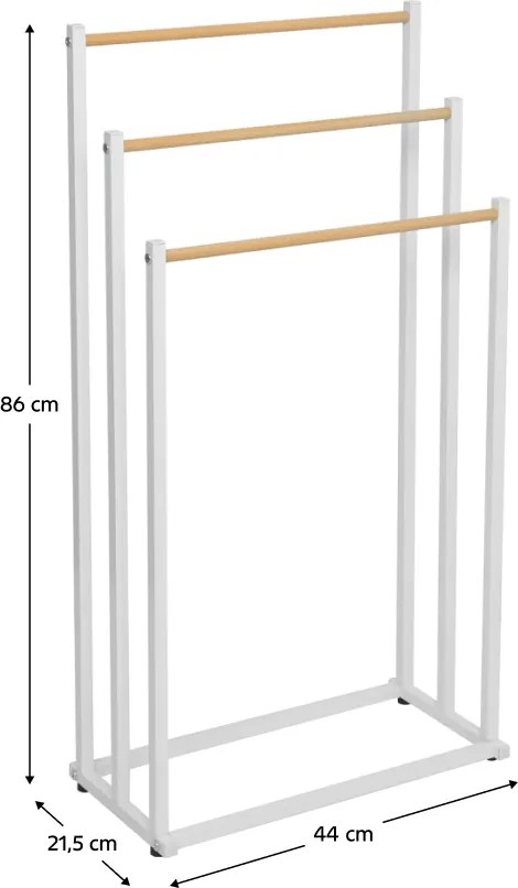 Törölközőtartó állvány, fehér, 44x21,5x86 cm
