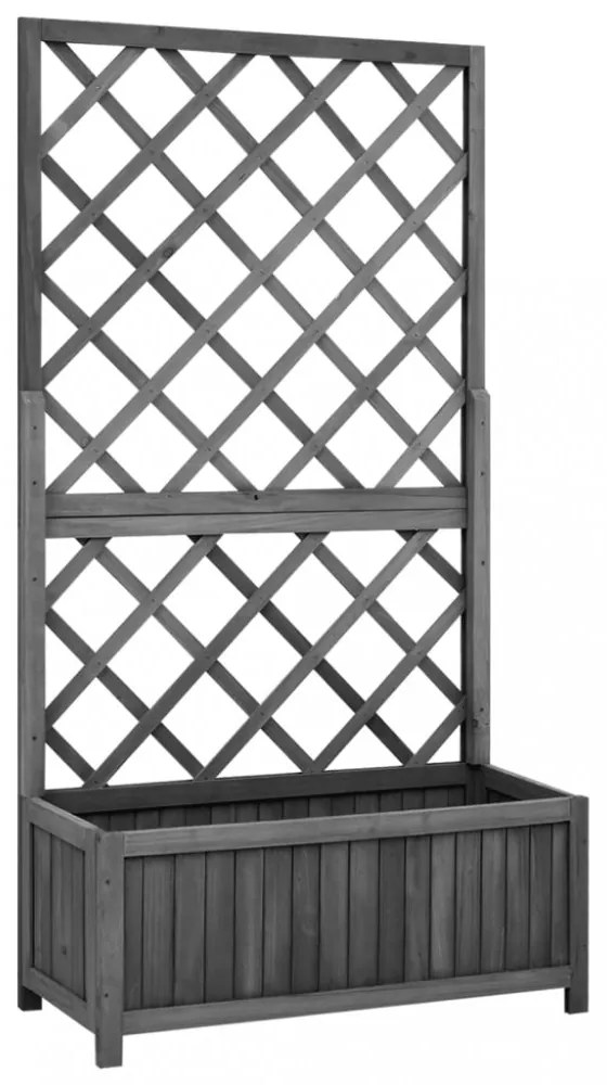 fekete tömör fenyőfa rácsos kerti ültetőláda 70 x 30 x 135 cm