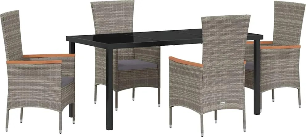 vidaXL Kert étkező szett párnával 5 pcs Szürke Porszórt acél