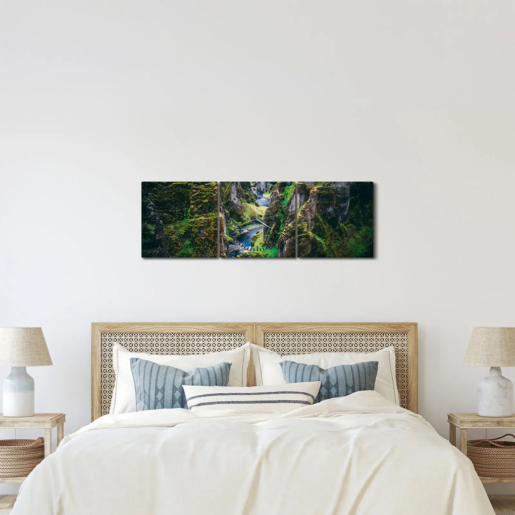 Kép - Folyó a sziklás völgyben (órával) (90x30 cm)