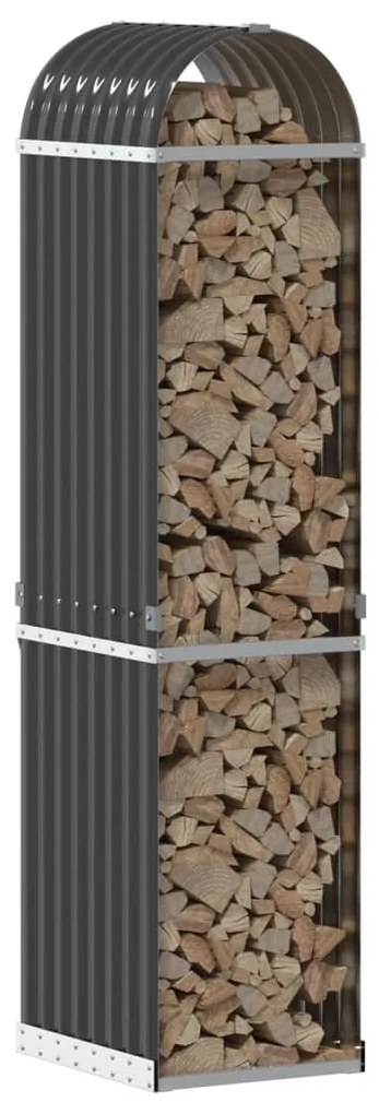 antracit színű horganyzott acél fatörzstartó 40 x 45 x 170 cm