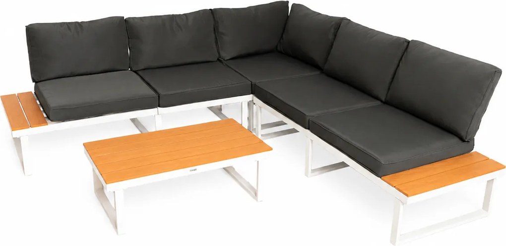 Furnigo Kerti fém szett Malaga - fehér/antracit párnákkal