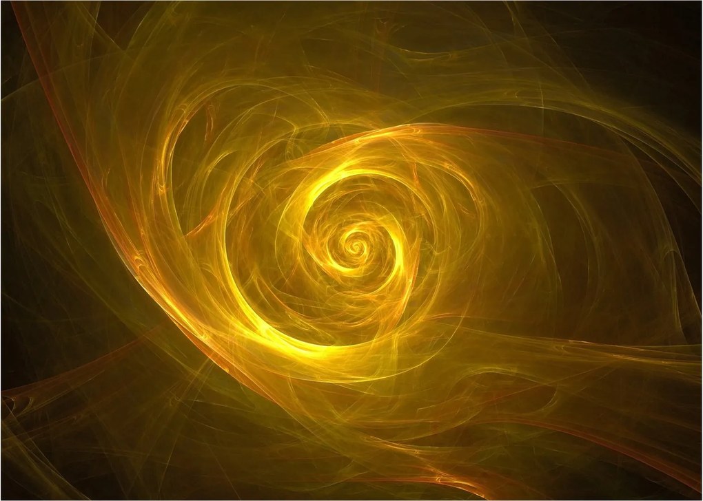 Absztrakt sárga spirál képe (üvegen) (70x50 cm)