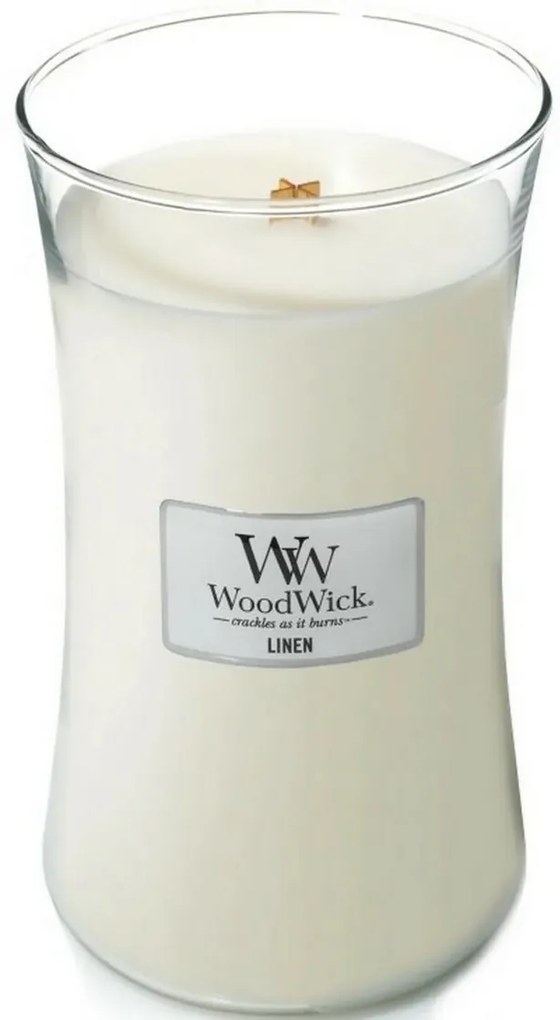 WoodWick Illatosító gyertya nagy Linen, 609 g