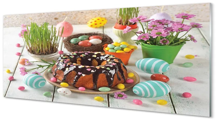 Akrilkép Tojás torta virág 140x70 cm 4 fogas