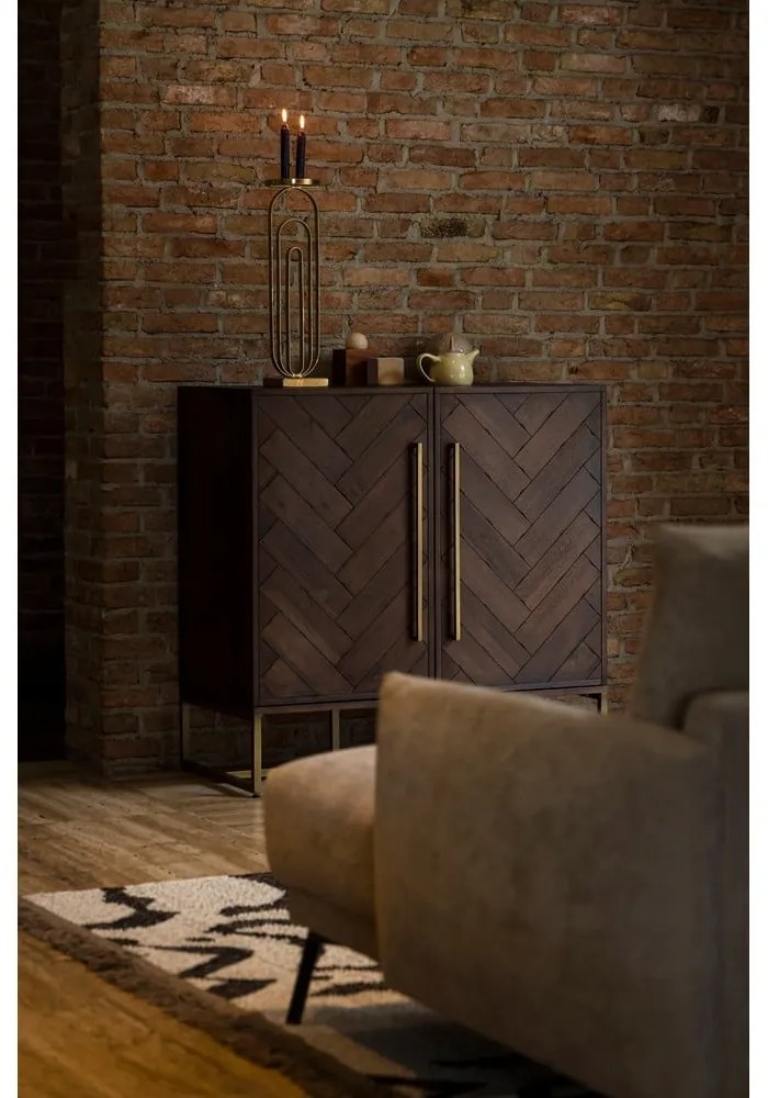 Bortartó szekrény egzotikus fa dekorral 24 palackhoz, 100x100 cm Class - Dutchbone