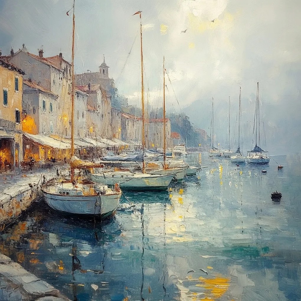 Vászonkép Canvas Város Dél Olaszország Horvátország Kikötő Hajók 40x40