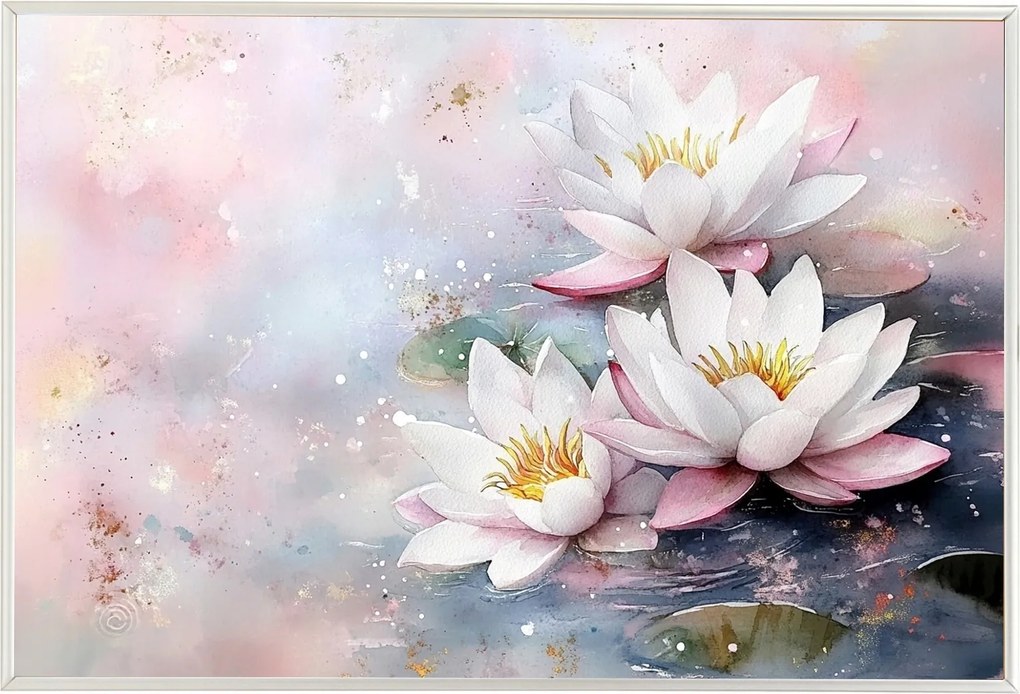 Poszter Keret Alumínium Természet Víz Virágok Nenufary Vízi Liliom 60x40
