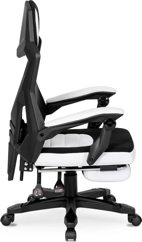 Fotel Obrotowy BING Gamingowy z Podnóżkiem Czarny/Biały