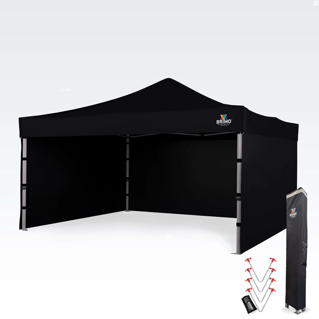 Alumínium promó sátor 4x4 m ALU EXCLUSIVE – 3 oldalfal, HEX 45 mm - plusz 3 oldalfal - Fekete
