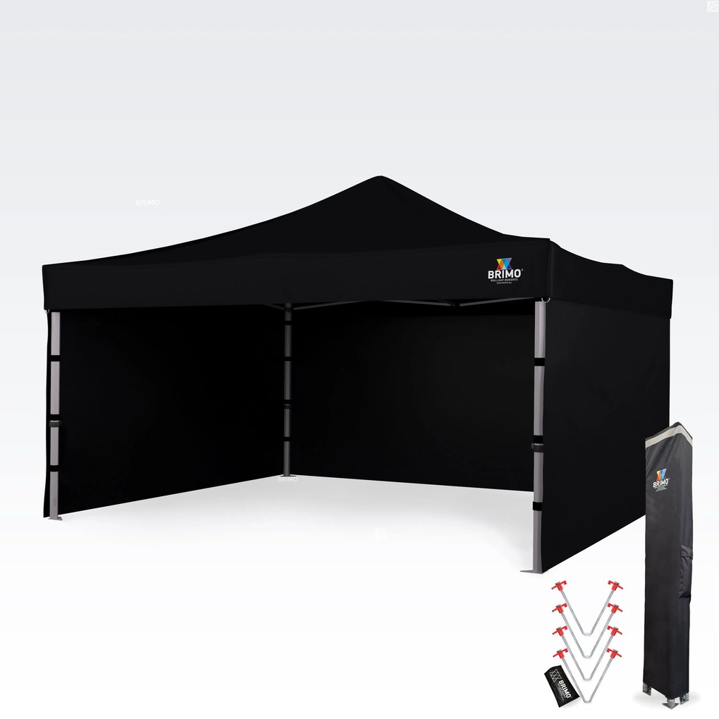 Alumínium promó sátor 4x4 m ALU PREMIUM – 3 oldalfal, HEX 45 mm - plusz 3 oldalfal - Fekete