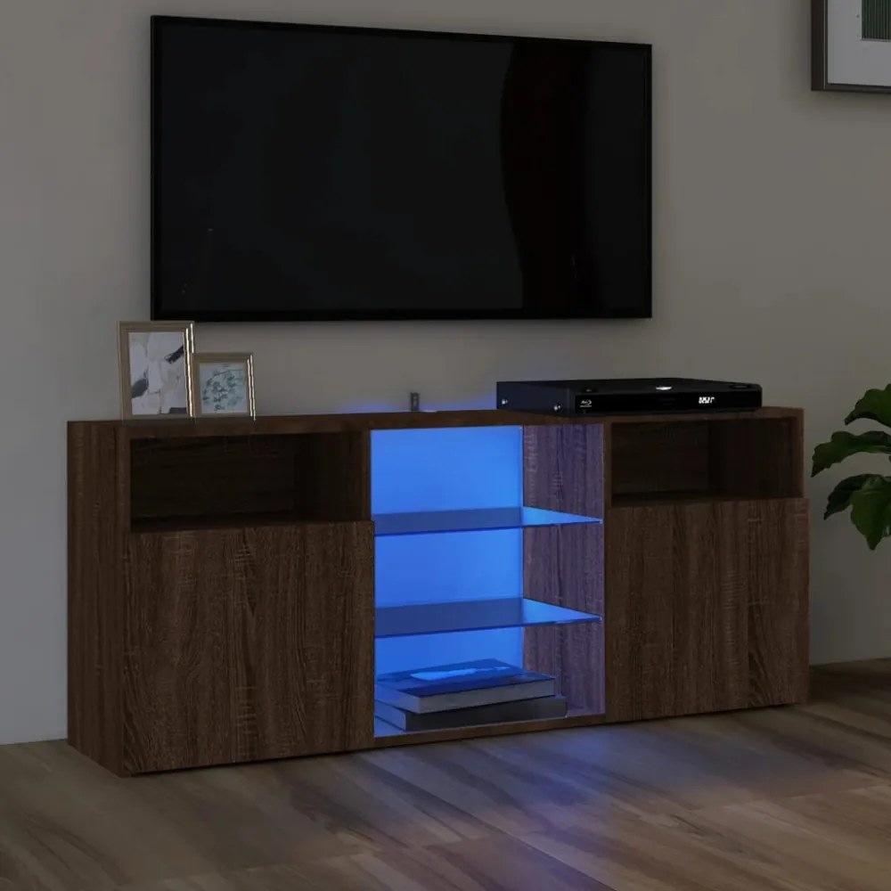 barna tölgy színű LED-es TV-szekrény 120x30x50 cm