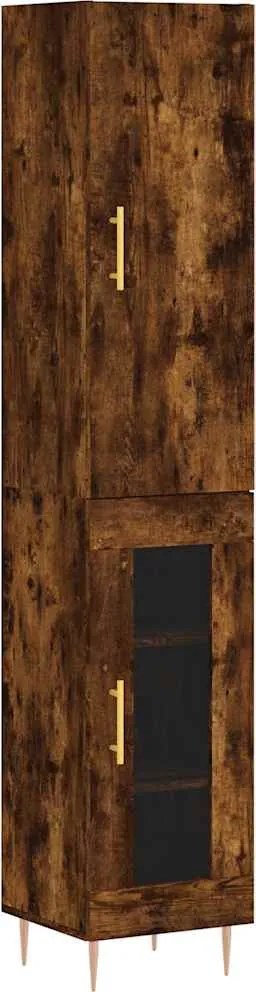 vidaXL füstös tölgy színű szerelt fa magasszekrény 34,5x34x180 cm