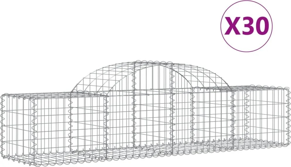 vidaXL 30 db íves horganyzott vas gabion kosár 200x50x40/60 cm