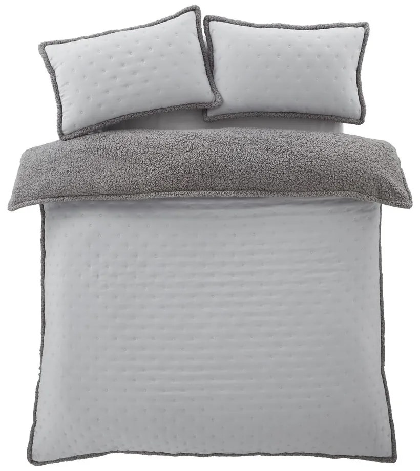 Szürke kétszemélyes-hosszabbított sherpa ágyneműhuzat 230x220 cm Cosy Nori – Catherine Lansfield