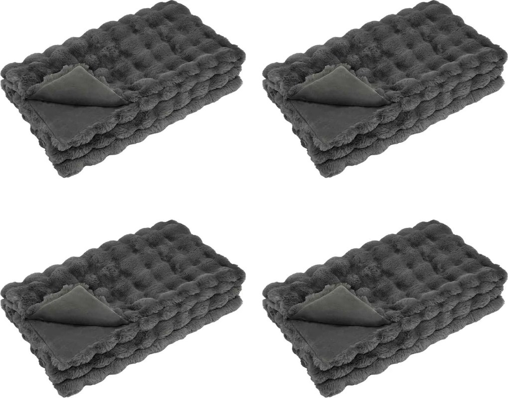vidaXL Csúszásgátló műszőrme takaró Olite 4 pcs Sötétszürke Poliészter