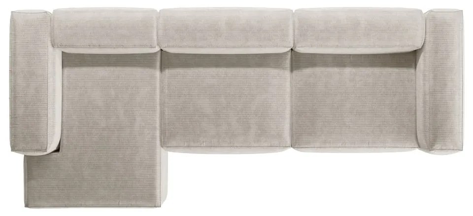 Bézs kordbársony sarokkanapé (bal oldali-heverő résszel) Bergano – Cosmopolitan Design