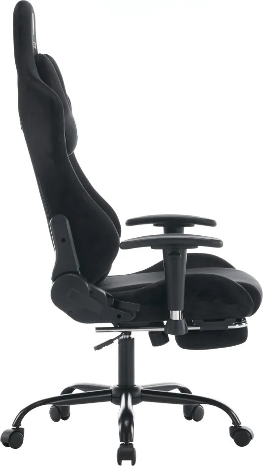 Irodai/gamer szék, fekete Velvet szövet, teherbírás 150 kg, SALOP