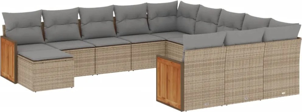 vidaXL 12 részes bézs polyrattan kerti ülőgarnitúra párnákkal